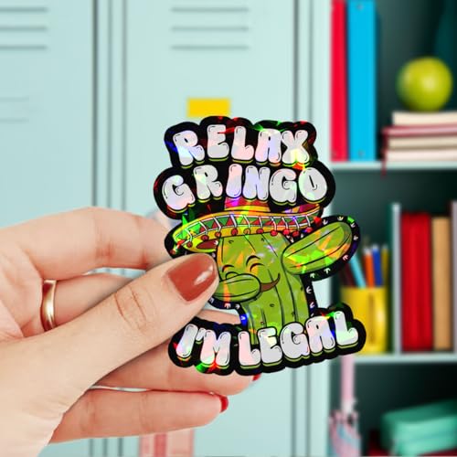 Image of 3 Pcs Relax Gringo Im Legal Sticker, Relax Gringo Im Legal Sticker for Car, Relax Gringo Calcomanias De Mexico Funny Immigrant Calcomanias Mexico Mexican Cactus Stickers for Truck Car Helmet (G1 HO)