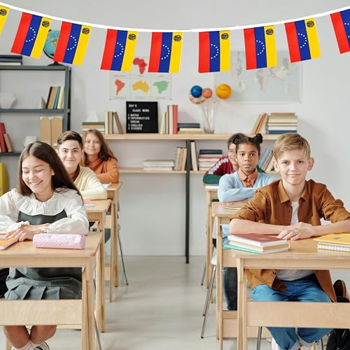 Image of Venezuela Flags Venezuelan String Flag Banners for Patriotic Events Independence Day Sports Bars Inside Outside Decorations 33 Feet 30 Flags