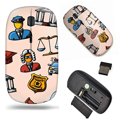 Trofung 2.4G Slim Wireless M , Portable Mobile Optical Mice for Notebook, PC, Laptop, Computer, MacBook - Hand Drawn Law Icons Doodle