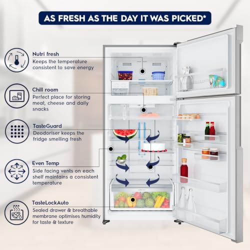 Image of Electrolux 537L 1 Star Inverter Frost Free Double Door Refrigerator, TasteLockAuto & TasteGuard Technology, UltimateTaste 500, ETE5700C-A, Arctic Silver Steel