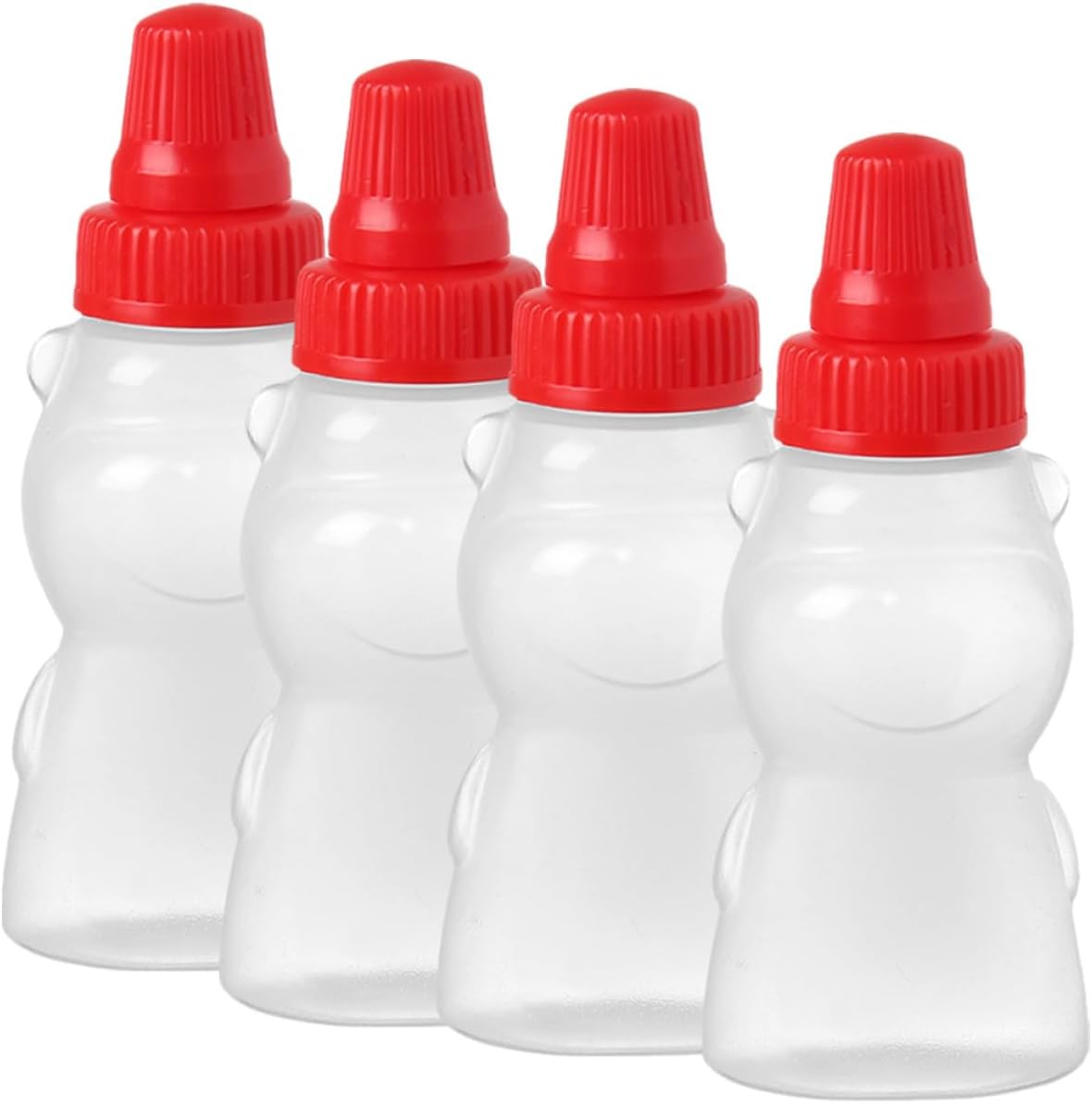 Mini Condiment Squeeze Bottles with Lids 4pcs, Small Sauce and Dressing Containers for Kitchen and Lunch Box, Portable Tiny Squeeze Bottles for Salad Dressing and Random Color