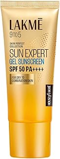 Lakmē Sun Expert SPF 50 PA+++ Gel Sunscreen, Niacinamide | Water Light|For Oily & Combination Skin| Non-sticky | For All Skin Types, For UVA/B Protection,No White Cast 100g