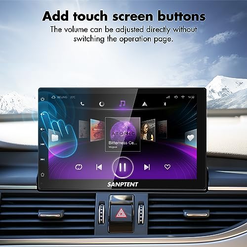 SANPTENT Wireless Apple CarPlay Dash Mount&Android Auto Portable Car Stereo, Drivemate Radio, 9'' FHD Touchscreen, Car Audio Receiver Bluetooth, Backup Camera, Voice Control, Mirror Link, AUX/USB/TF