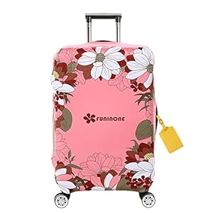 FANSU Reisbagage Cover Elastische Roze Bloemenprint Koffer Trolley Case Cover voor Wielbagage, Wasbare anti-kras Zakelijke Reizen Koffer Beschermende Covers, Kleine madeliefje, XL(29-32in)