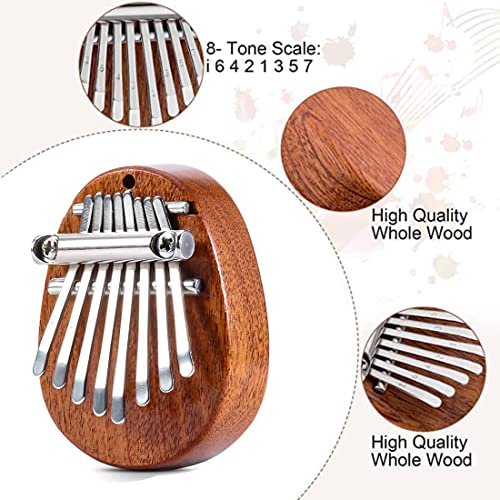 Mini Kalimba Thumb Piano, Solid Wood 8 Keys Finger Piano, Portable Marimba Musical Thumb Piano Accessory Pendant Gift (Wooden Oval) #TOP6
