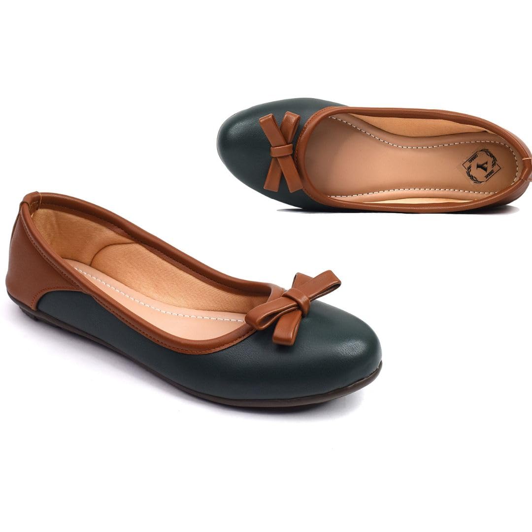 Women's Bellies Bow Ballet Flats | Cushioned Ballerina Flats for Women | Belly Shoes in Pink, Beige & Green-image-6