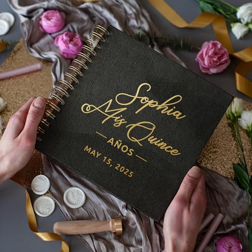 Image of Personalized Guest Book Photo Album Scrapbook Custom Retirement Party Guest Book to Sign Polaroid Instax Picture Memory Book for 4x6 & 5x7 Keepsake Gift (Black, Small - 8.3x8.3)