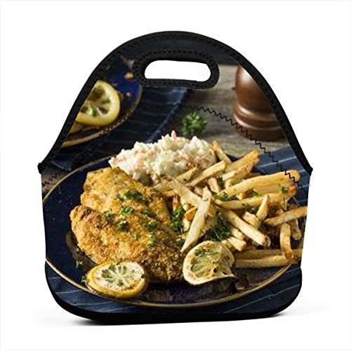 Spicy Homemade Baked Cajun Catfish With French Fries Reusable Lunch Tote Bag Waterproof