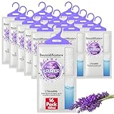 Deumidificatore Armadio Profumato 150ml con Appendino - 16 Sacchetti Anti Umidità Lavanda - Antimuffa e Assorbi Odori per Armadi, Camera, Bagno e Casa