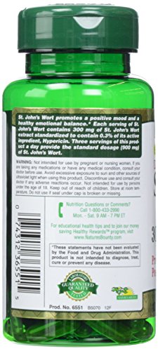 Nature's Bounty St. John's Wort Pills And Herbal Health Supplement, 300Mg, 100 Capsules #TOP3