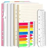 A5 Ringbuch Nachfüllset Budget Planner 90 Blätter 7 Trennblätter 2 Index Sets 1 Umschlag 20cm Lineal Organizer Zubehör (Liniertes Papier, Weiß, A5)