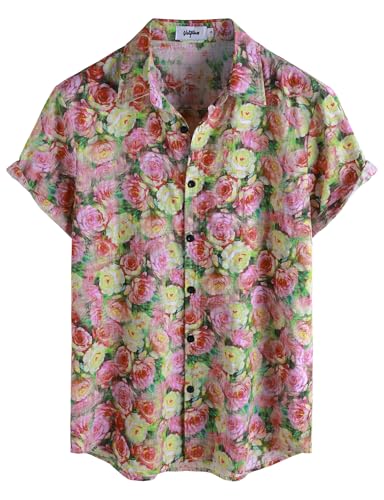 Image of VATPAVE Mens Casual Hawaiian Floral Shirts Short Sleeve Button Down Tropical Shirts Beach Summer Shirts