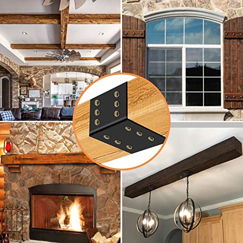 2 Pcs Faux Wood Beam Strap,5Ft Flexible Ceiling Beam Straps,Strapping Leather Self-Adhesive Decorative Connectors Gap Hiding Strap Architectural Products For Cabin Shutters,Mantel With 100 Tacks–Black #TOP4