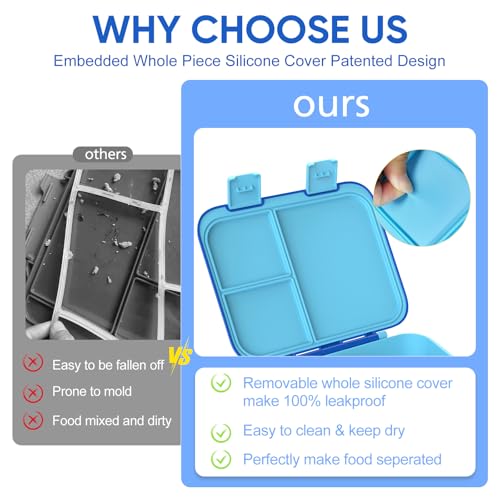 hombrima Lunchboxen, Bento Lunchbox Frischhaltedose mit Multi-Fächern für Jungen Mädchen Kinder Erwachsene Arbeit Schule Picknick Outdoor – Ansicht 4