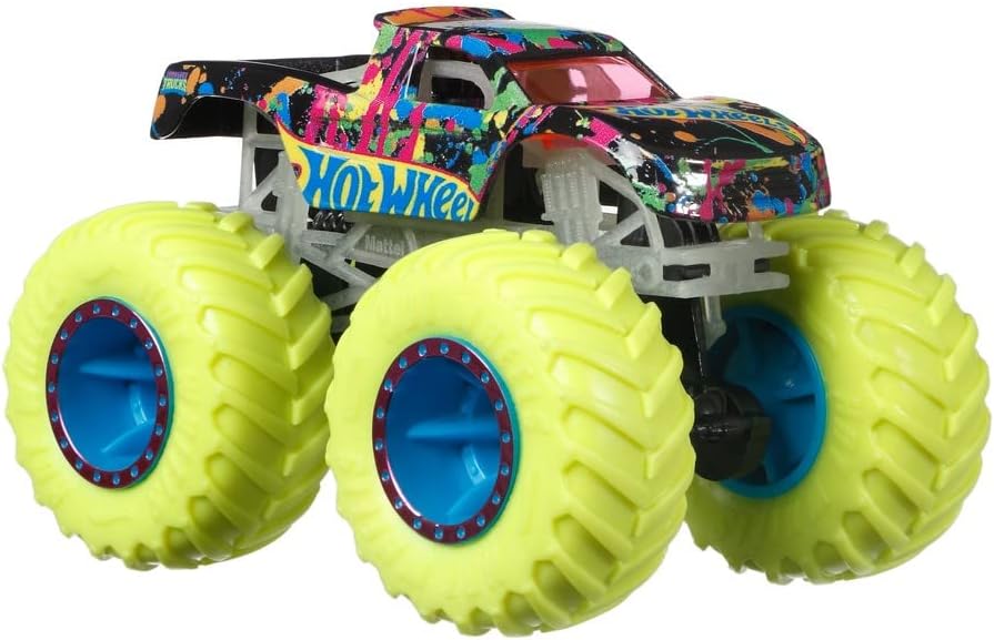 Miniatura 2 de Hot Wheels 2022 Monster Trucks escala 164 fundido a presión que brilla en la oscuridad Podium Crasher