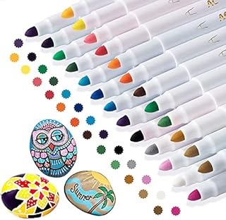 Funnasting Acrylic Paint Pens, 25 Colour Acrylic Rock Painting Kit Marker Pen for Painting, Glass, Stones, Wood, Ceramic, Fabric, Mugs, Gift Card, Water Based Fine Tip Paint Pens