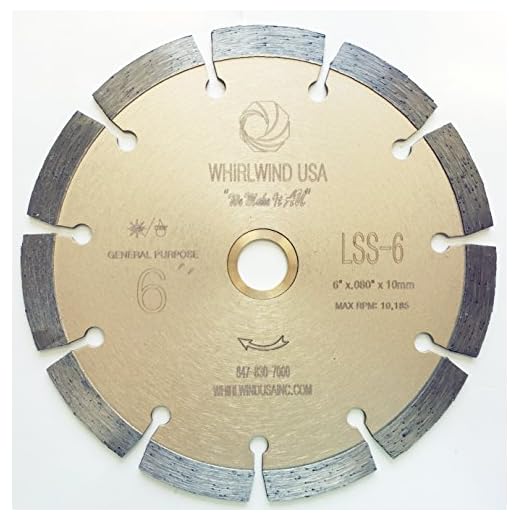 Whirlwind USA LSS 6 Inch Dry or Wet Cutting General Purpose Power Saw Segmented Diamond Blades for Concrete Stone Brick Masonry (Factory Direct Sale) (6")