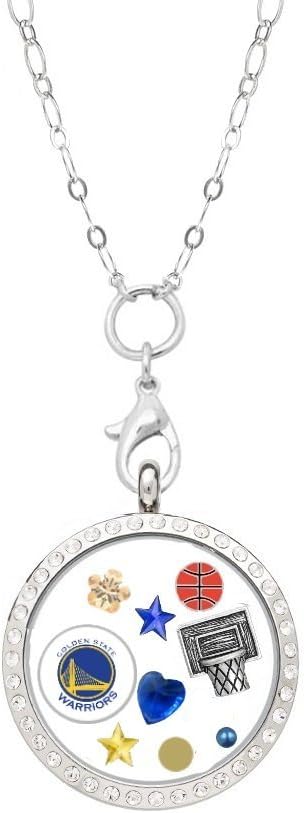 Golden State Warriors Floating Locket on a 32 Stainless Steel Chain