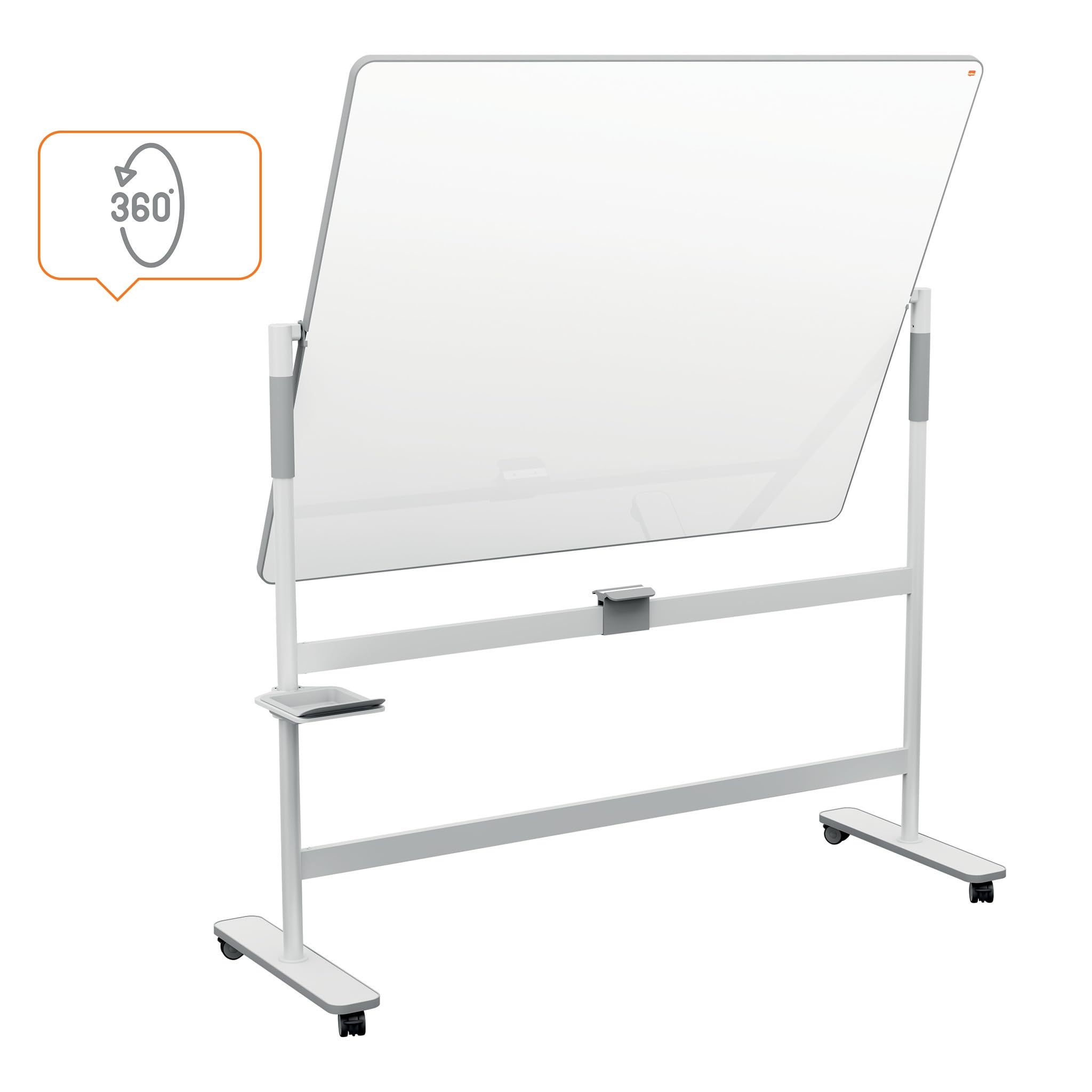 Nobo Move & Meet Doppelseitig drehbares Whiteboard, 1500 x 1200 mm, Pinnwand-Magnettafel mit Ständer & Trocken abwischbarer Oberfläche, 360° Horizontalem Schwenkpunkt & Zentralverriegelung, 1915645