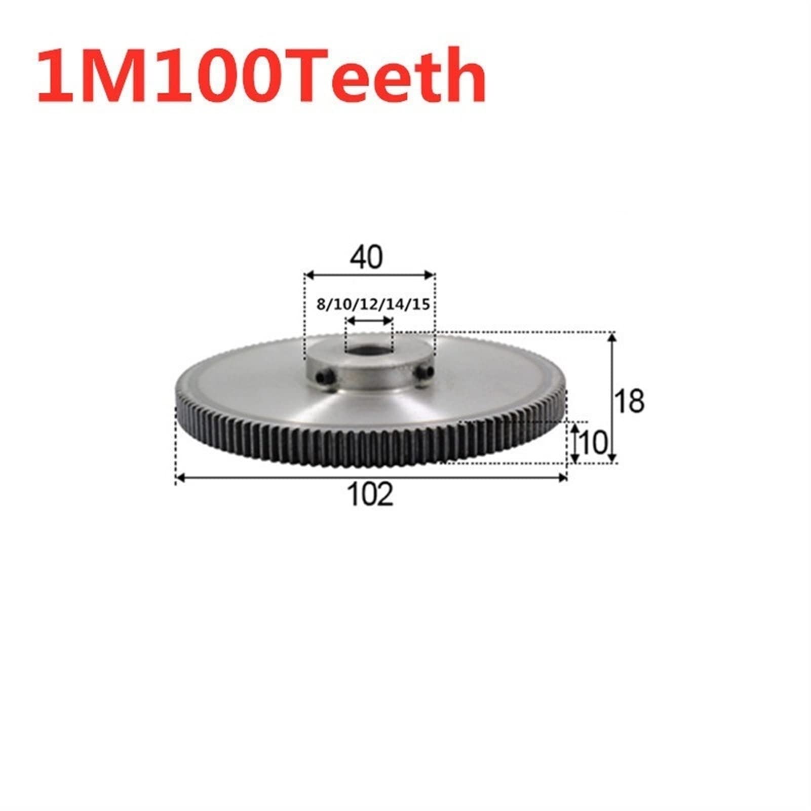 Produktbild von 1 Modul Stirnrad Mit 100 Zähnen – Konvex, 45er Stahl, Innenloch 8-15mm – Robustes Getrieberitzel Für Präzise Kraftübertragung