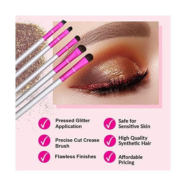 Glitter-Makeup-Brushes-For-Primer-And-Pressed-Eye-Shadow-Glitters-On-Metallic-Eyeshadow-Application-On-Eyelids-Cut-Crease-For-Blending-Loose-Glitters-Perfect-Lines-On-Eye-Lids-Effortlessly-Blend-Shade Eyeshadow Brush Glitter Makeup Brushes For Pressed Eye Shadow Loose Glitters Eyelids Cut Crease Blending Primer Lids Creases Clean Matte Eyeliner Stencils Pencil Liquid Liner Waterproof Gel Stamp Pen