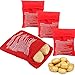 ZGYJ-EU 4 Pièces Sac Pomme de Terre Micro Onde, Sacs Cuisson Micro-Ondes pour Pommes Lavable Réutilisable Microwave Potato Pouch Parfait, Seulement Minutes, Rouge, M, (GB1004.)