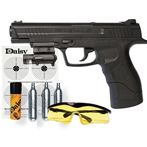 415 POWERLINE LASER Kit Daisy Pistola de Aire comprimido (CO2) y balines de Acero (perdigones BBS) Calibre 4.5mm. Réplica + Accesorios (150 m/s!) <3,5J