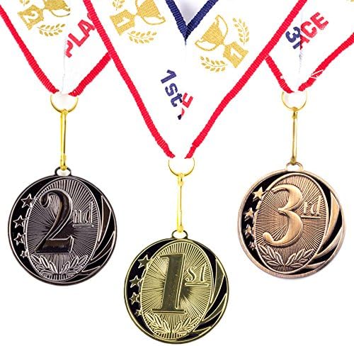 All Quality 1st 2nd 3rd Place Midnite Star Award Medals - 3 Piece Set (Gold, Silver, Bronze) Includes Neck Ribbon