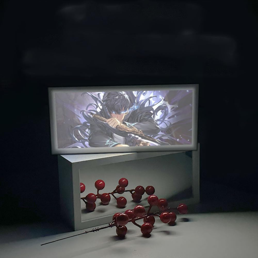 Zhongkaihua Sung Jin Woo Anime Night Light Box Mirror Light Painting Table Lamp Bedroom Desktop Decoration Anime Ornaments Gift for Fans — image 1