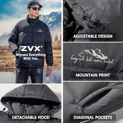 Image of Duck Down Jackets For Men,Mens Puffer Jacket For Cold Protection And Warmth,Hooded Mens Winter Coat,90 White Duck Down