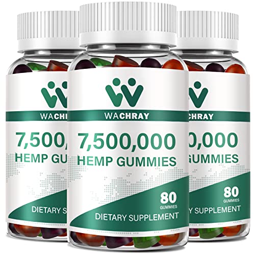 WACHRAY Hemp Gummies for Pain & Anxiety, Natural Support Better Strength Sleep Stress Relax Inflammation Calming, from Organic Hemp Seed Oil Extract Candy Gummy, Low Sugar (3 Packs)