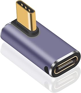 Poyiccot USB C Right Angle Adapter 240W, Right Angle USB C 90 Degree Adapter 40G, USB C Right Angle Extension Adapter Support 8K Video with LED Light for ipad, MacBook, Tablet, Phone, 1pcs