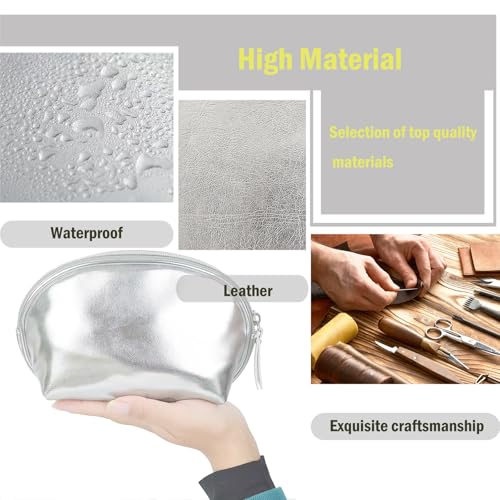 3pcs Make up Bag Set Travel Makeup Bags for Women Leather Cosmetic Bag Toiletry Organizer Bag Personalized Makeup Pouch Skincare Bag Silver4