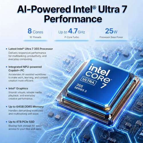 Image of Dell 24 All in One Desktop Computer Intel Ultra 7, 16GB DDR5-5600, 1TB SSD | 23.8-inch FHD Touchscreen, Intel Ultra 7 355(8-Cores), Pen Support, Win 11 Pro, Wi-Fi 7, BT 6, Copilot+ PC, w /KB and Mouse