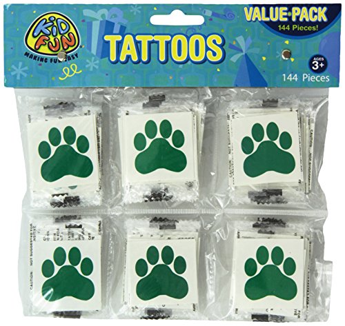 U.S. Toy Green Paw Print Temporary Tattoos (144)