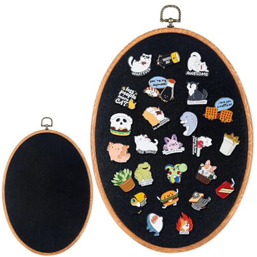 Yalikop Pin Display Board Fabric Enamel Pin Boards Wall Hanging Brooch Earrings Necklace Jewelry Holder Organizer Display Storage Back to School Gift for Home Summer Holiday(Black 11.4 X 8.6 1)