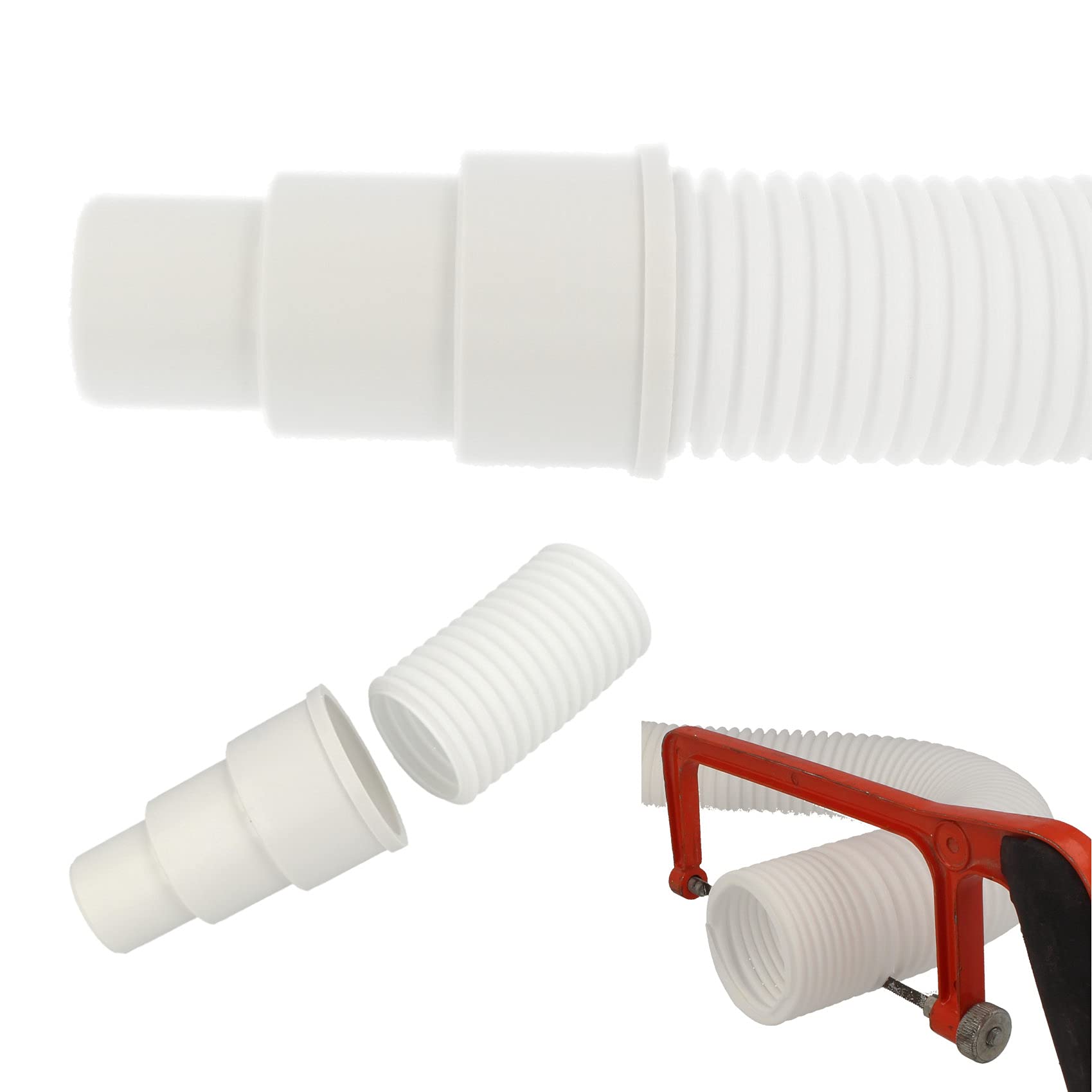 tecuro Geruchsverschluss 1 1/2 Zoll für Wandanschluss Ø 40/50 mm, mit Geräteanschluss für Ablaufschläuche Ø 19-23 mm, für Spülen, Kunststoff weiß (Packung mit 6)