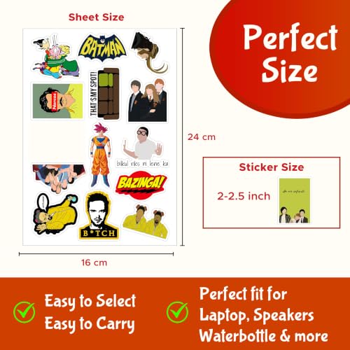 Image of CodersParadise 57-Pack Mixed TV Shows, Movies & Anime Vinyl Stickers - Waterproof Self-Adhesive Decals for Laptop, iPhone, Water Bottle & Computer - Pop Culture Fan Sticker Set