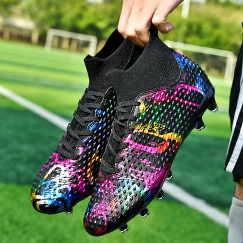 VAXAV Unisex's Fashion Sports High-Top FG Trainers Cleats Football Sneakers Long Studs AG Soccer Shoes4