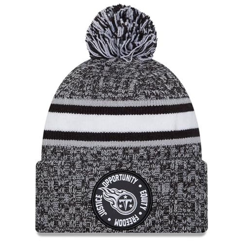 New Era Men's Heather Black Tennessee Titans 2023 Inspire Change Cuffed Knit Hat with Pom