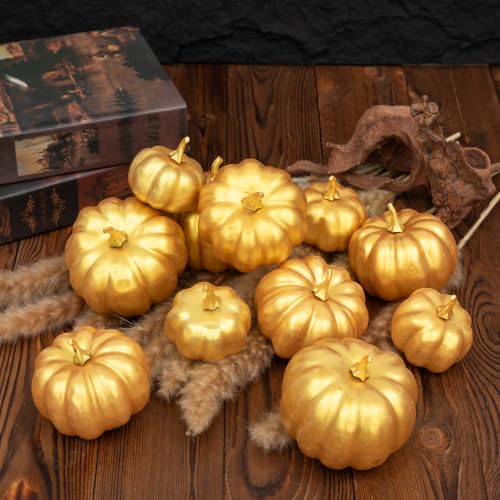 Image of Ogrmar 12 Pack Artificial Assorted Pumpkins, Mini Fake Pumpkins