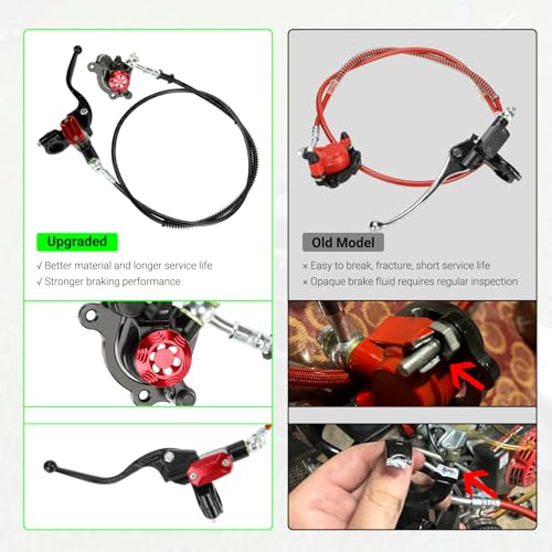 Image of Upgraded Mini Bike Hydraulic Disc Brake Kit Compatible with Baja DB30 Doodle Bug Blitz Dirt Bug Racer Minibike Predator 79cc 97cc 212cc 2.8hp Engine with Brake Caliper Pad Part Black