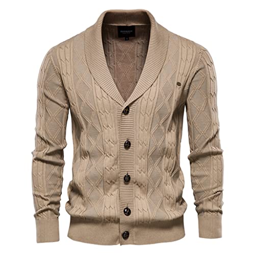 Cotton Cardigan Men Casual Single Breasted Solid Color Business Mens Cardigans Winter Fashion Sweater Man(3X-Lcode)