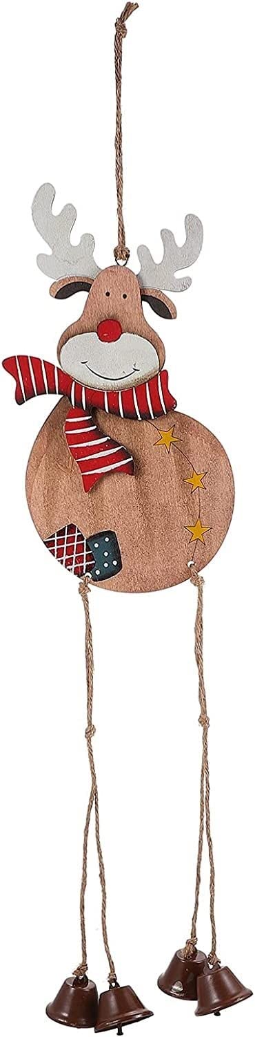 Weihnachtsbaumschmuck, Weihnachtskugeln, hängende Dekoration, Weihnachtsbaumglocken-Ornamente, Holz-Rentier-Ausschnitt, hängende Dekorationen, Weihnachtselch-Figur, Anhänger, rustikal, dekorativ (Farb