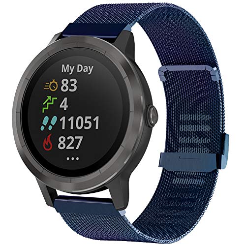 Tosenpo Correa para Garmin Vivoactive 3, Repuesto de Acero Inoxidable, Correa de Reloj de Metal para Garmin Vivoactive 3 Music/Vivoactive 3, Venu/Vivomove HR/Luxe/Style/Forerunner 245/645 (Azul)