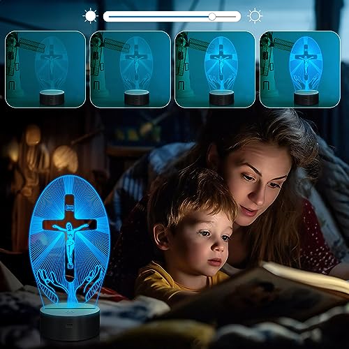 Attivolife Cross 3D Night Light, Jesus Illusion Hologram Lamp 16 Color Changing with Remote Control + Timer, LED Best Birthday Christian Gift for Religious Women Men Commemorate Present