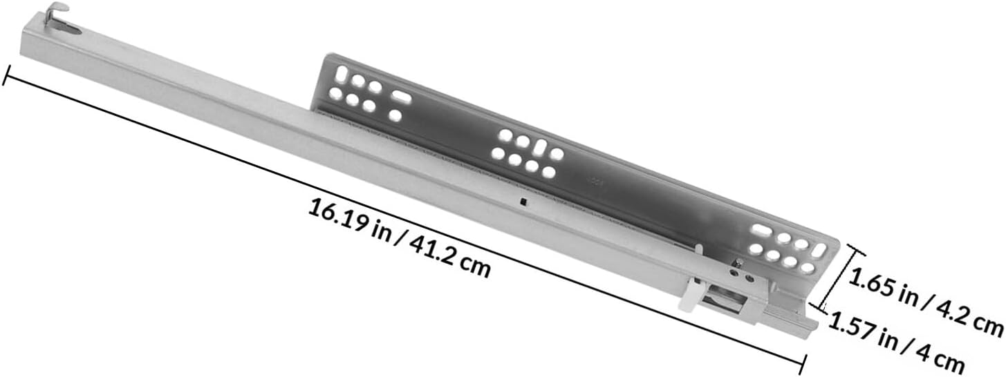 Zerodeko Hydraulic Damping Drawer Slides Two-Section Quiet Smooth-Close Glides 16-inch 1.4mm Thick Bottom Mount Replacement Rails for Small Drawers