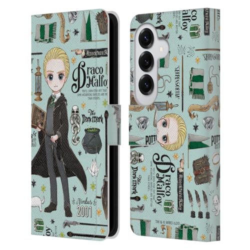 Image of Head Case Designs Officially Licensed Harry Potter Draco Pattern Deathly Hallows XXXVII Leather Wallet Case Compatible With Samsung Galaxy S26