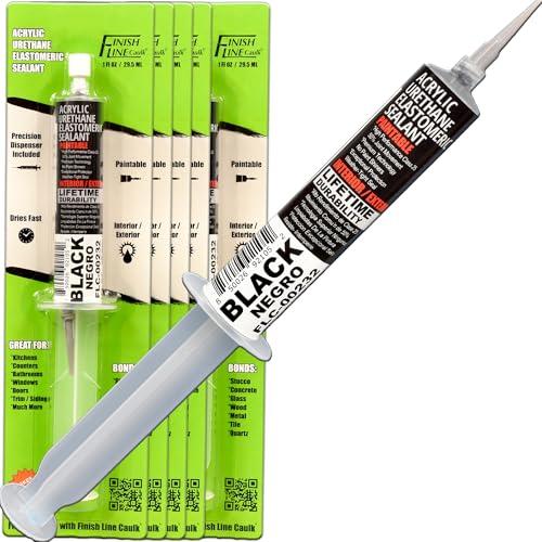 Image of Finish Line Caulk 30mL Pre-Filled Precision Caulk Applicator Black 5-Pack | Clean, Controlled Application with Less Mess and Rework