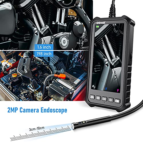 5.18" Ips Screen Dual-Lens Industrial Endoscope, Oiiwak Inspection Camera 1080P Hd 2Mp Bore Scope Snake Camera Waterproof Sewer Pipe Drain Plumbing Snake Camera 7 Led Lights 32Gb Tf Card (1.5M/5Ft) #TOP3